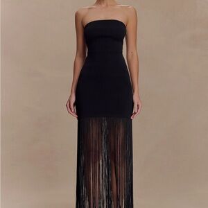 Koah Fringe Bandage Knit Maxi Dress - Black